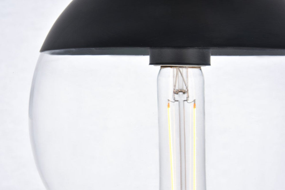 Elsa 1-Light Black Plug-In Pendant With Clear Glass
