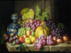 Tile Mural Still Life With Fruits A Pumpkin Vine Peach Plum, 6"x8", Matte