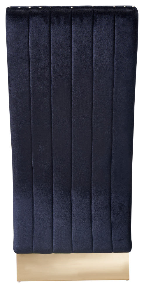 Modrest Keisha, Modern Black Velvet and Gold Dining Chair Set of 2