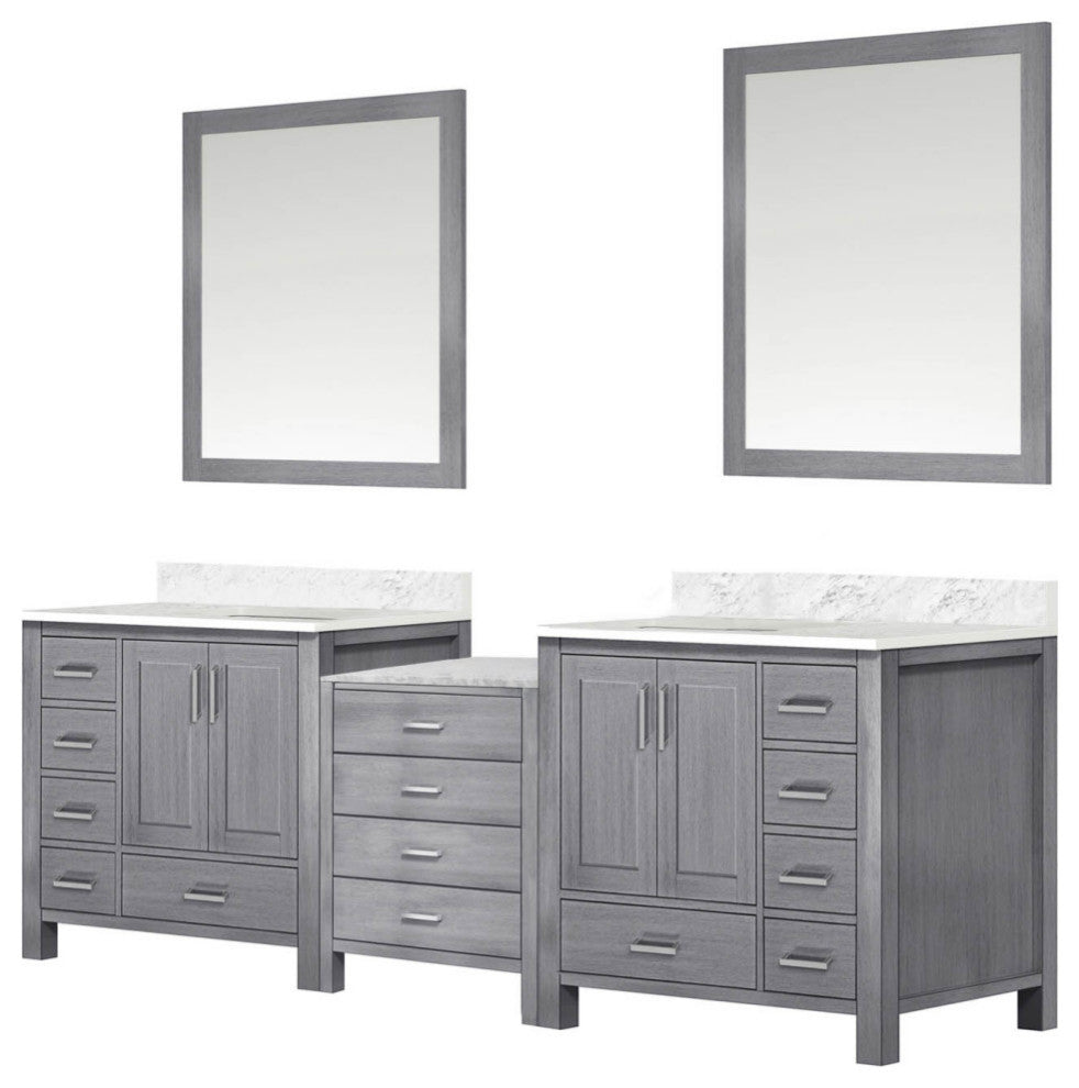 Lexora Coraline Double Bath Vanity Distressed Gray 92 With Countertop & Mirror