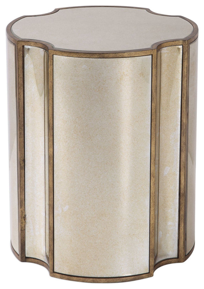 Uttermost 24888 Harlow 20"W Antique Mirrored Accent Table - Antique Brass