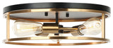 Knox - Round Flush-Mount - 3-Light - Matte Black w/ Brass Frame Metal Finish