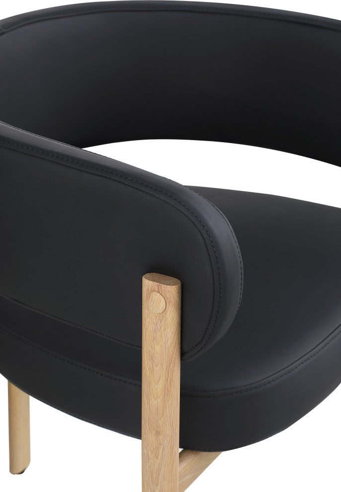 Gideon Black Faux Leather Dining Chair (Set of 2), Black, Natural Finish