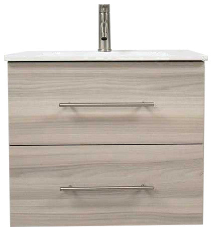 Napa 30" Modern Floating Bathroom Vanity With Round Handles Cabinet Only, Ash Gray