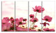 Cosmos Flowers Meadow At Sunset, Floral Canvas Art Print, 48"x28", 4 Panels