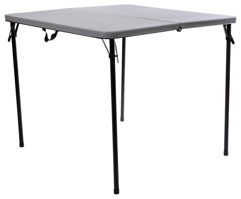 2.83, Foot Square Bi, Fold Plastic Folding Table With Carrying Handle, Gray