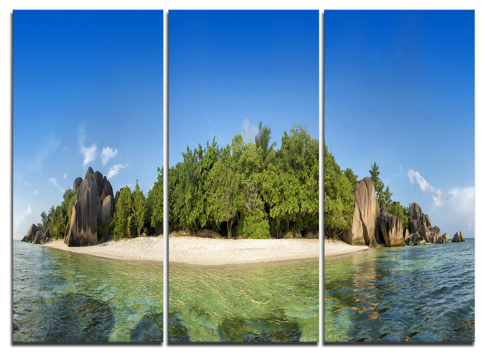 "Paradise on Earth Seychelles Island" Wall Art, 3 Panels, 36"x28"