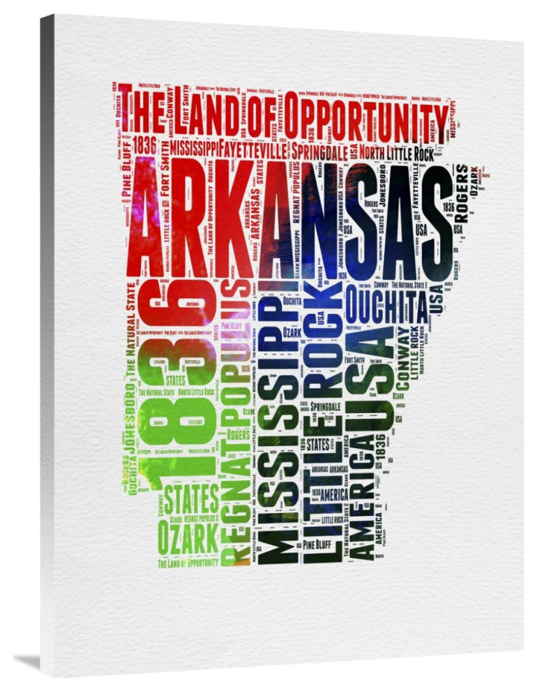 "Arkansas Watercolor Word Cloud" Fine Art Print