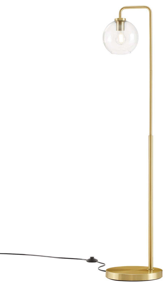 Floor Lamp Light, Gold, Glass, Metal, Modern, Mid Century Bistro Hospitality