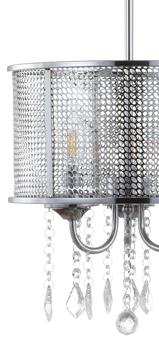 Avah Metal and Crystal Adjustable LED Drop Pendant, Chrome, 13