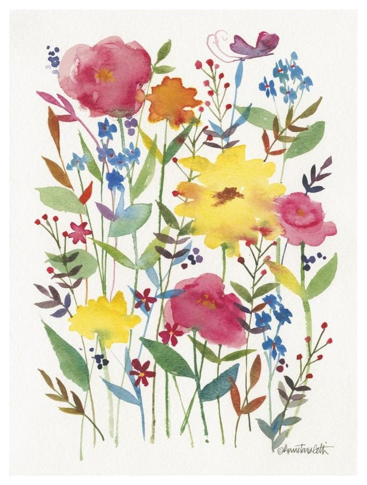 "Watercolor Flowers III" Digital Paper Print by Anne Tavoletti, 20"x26"