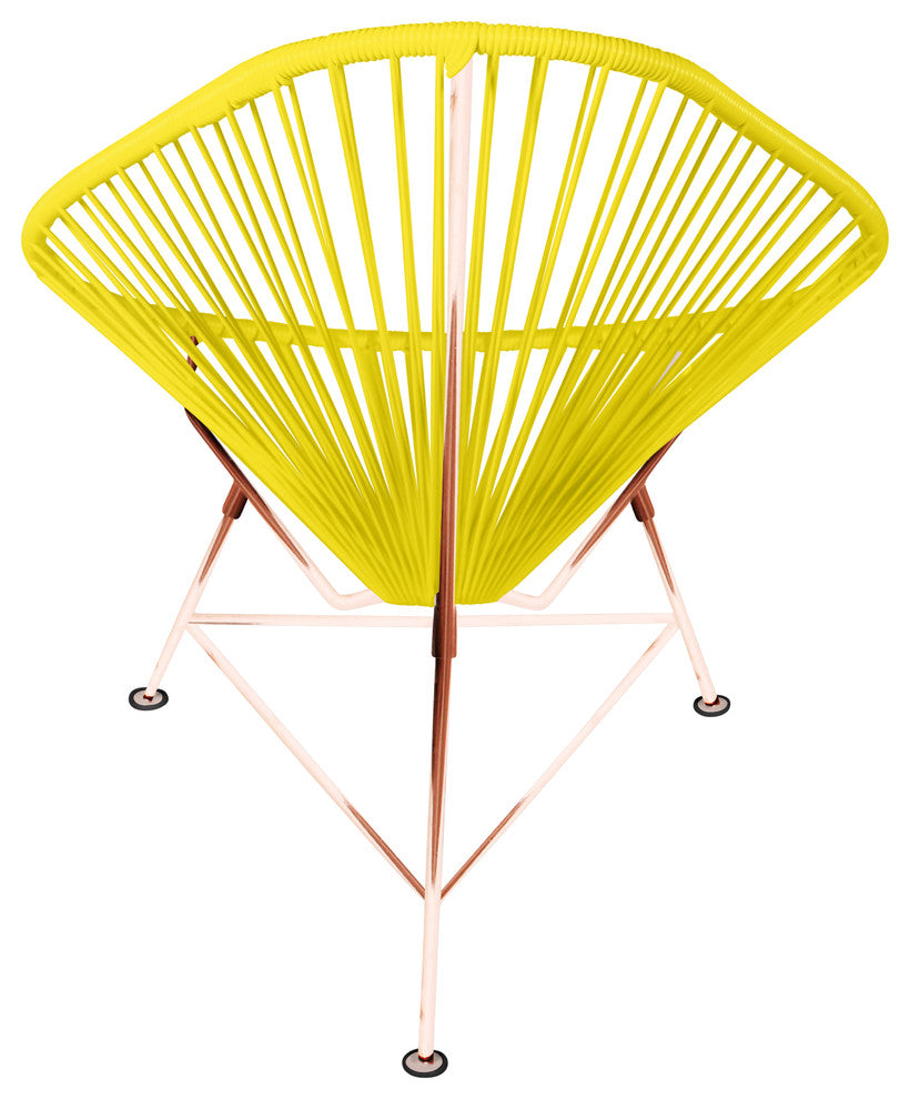 Acapulco Indoor/Outdoor Handmade Lounge Chair, Yellow Weave, Copper Frame