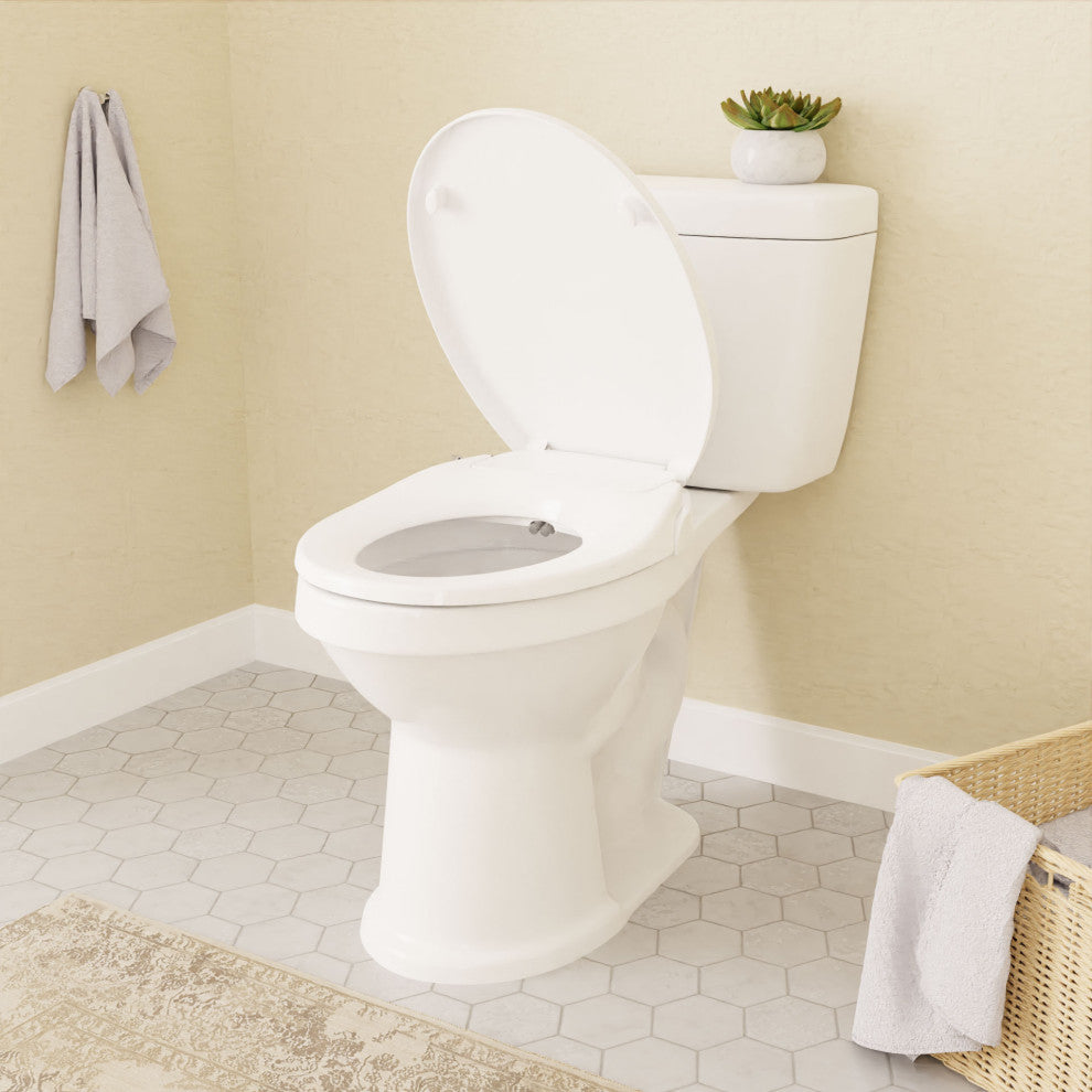 ANZZI White Manual Soft Close Bidet Seat With Dual Nozzle, Elongated Toilets