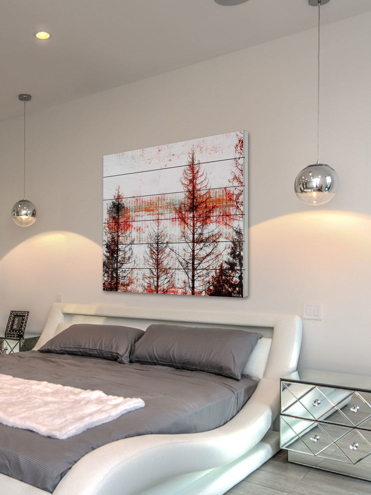 "Orange Hue" Print on White Wood, 32"x32"