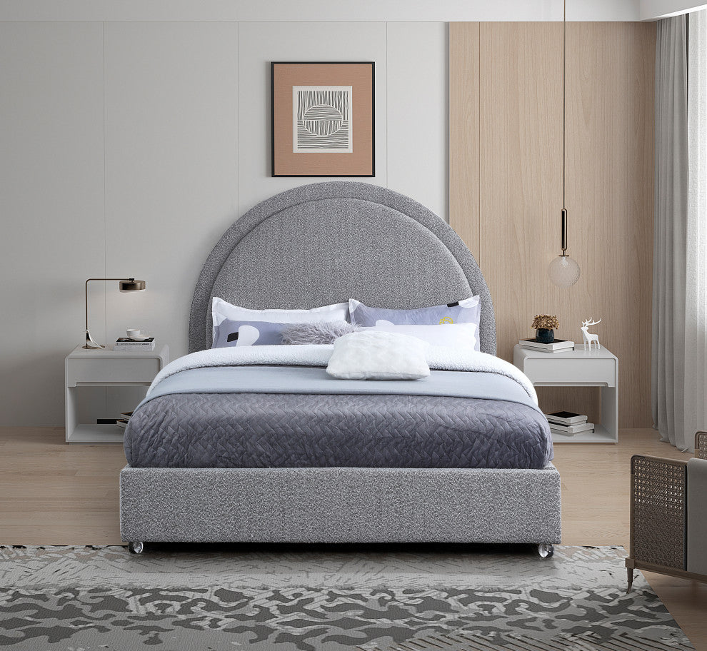 Milo Velvet Upholstered Bed, Gray, Full