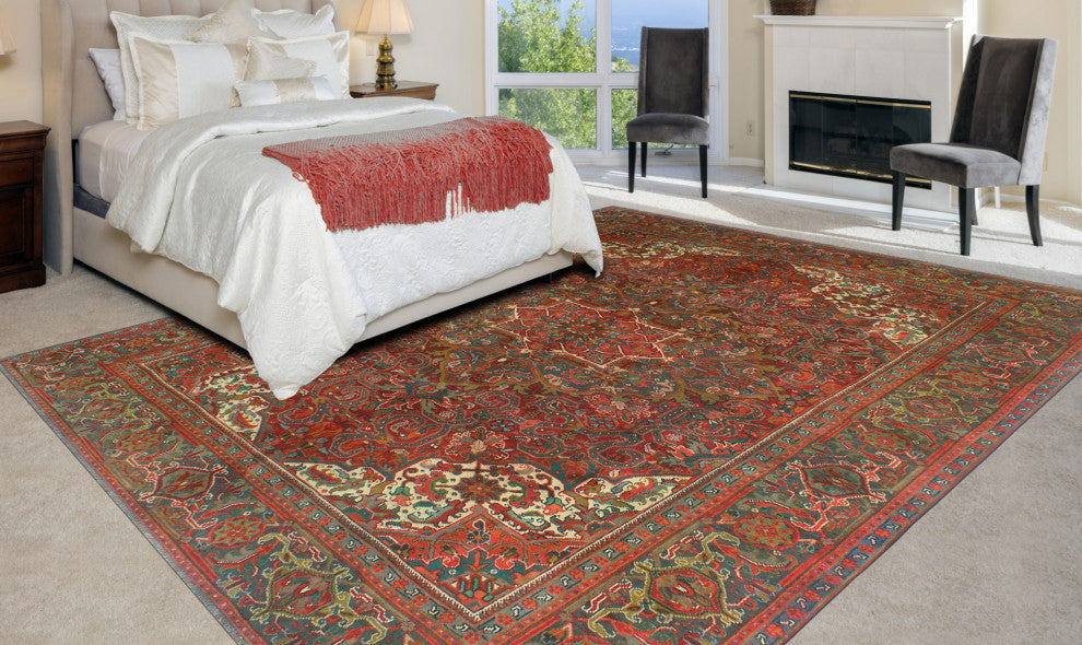 Vintage Heriz Edouard Red/Charcoal Rug, 7'10x10'7