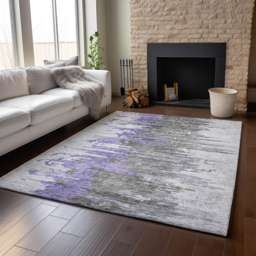Premium Machine Washable Mayfield AMF704 Purple 5' x 7'6" Rug