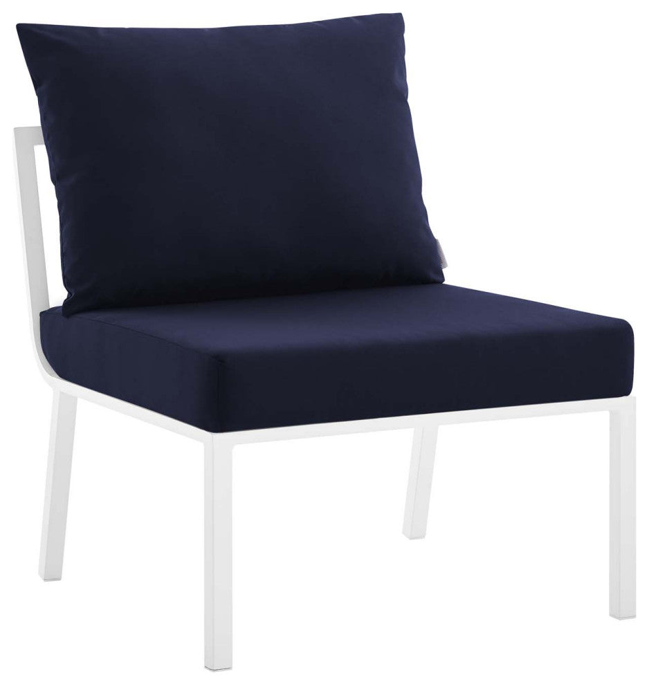 Riverside Outdoor Patio Aluminum Armless Chair White Navy