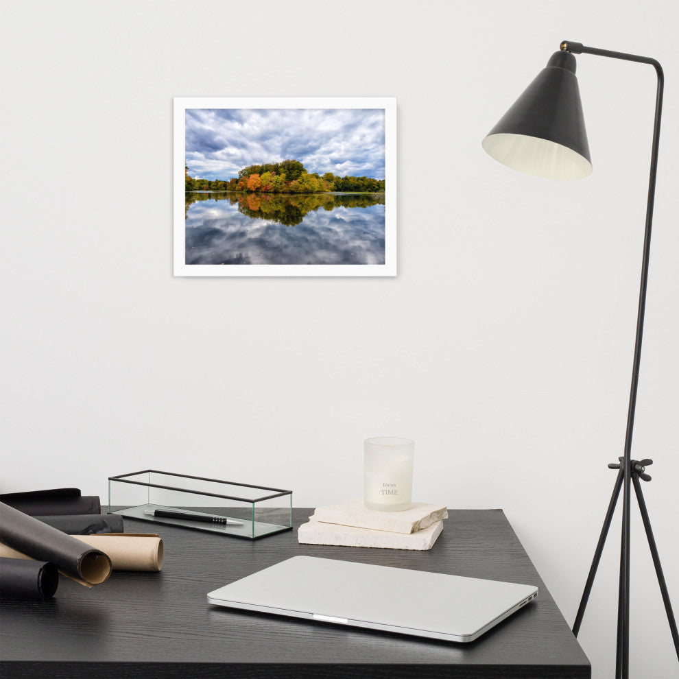 Autumn Reflections Rural Landscape Framed Photo Paper Wall Art Prints, White, 11" X 14"
