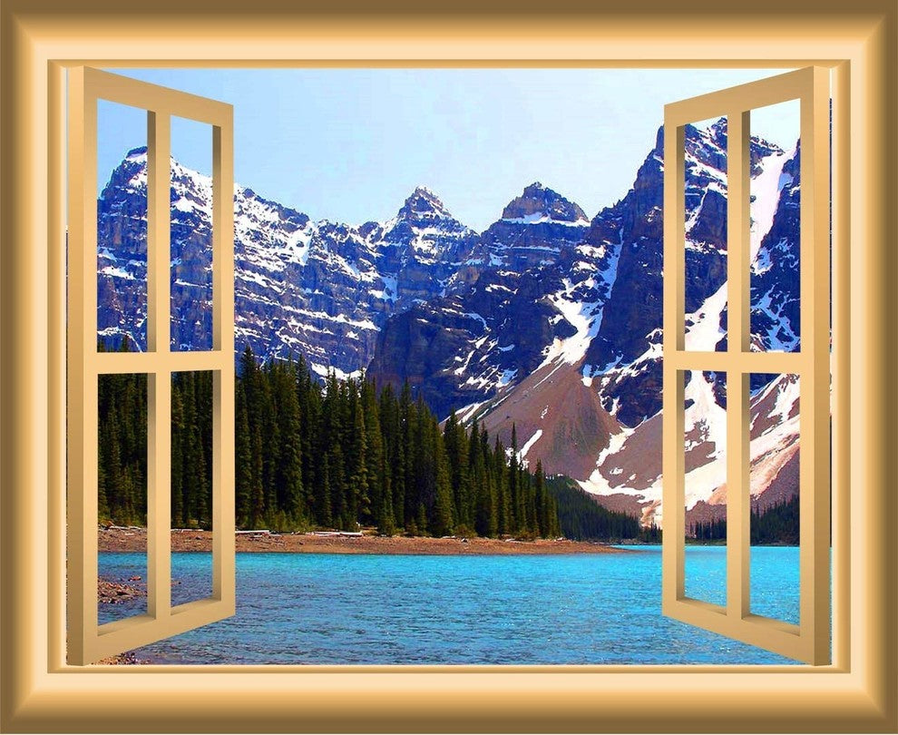 VWAQ 3D Lake Window Wall Decal, 18"x22"