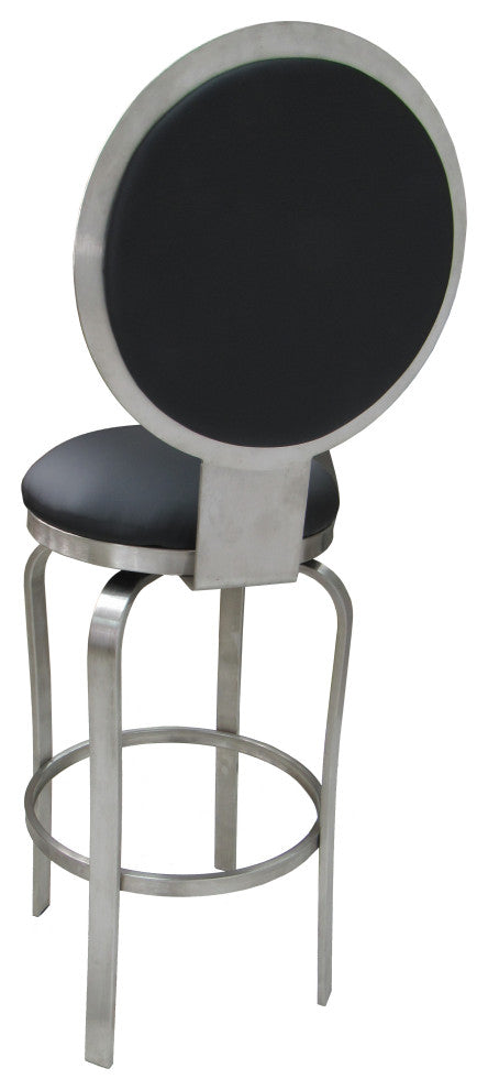 529 Stainless Steel Counter 26" 30" Bar Stool, Black, 30"