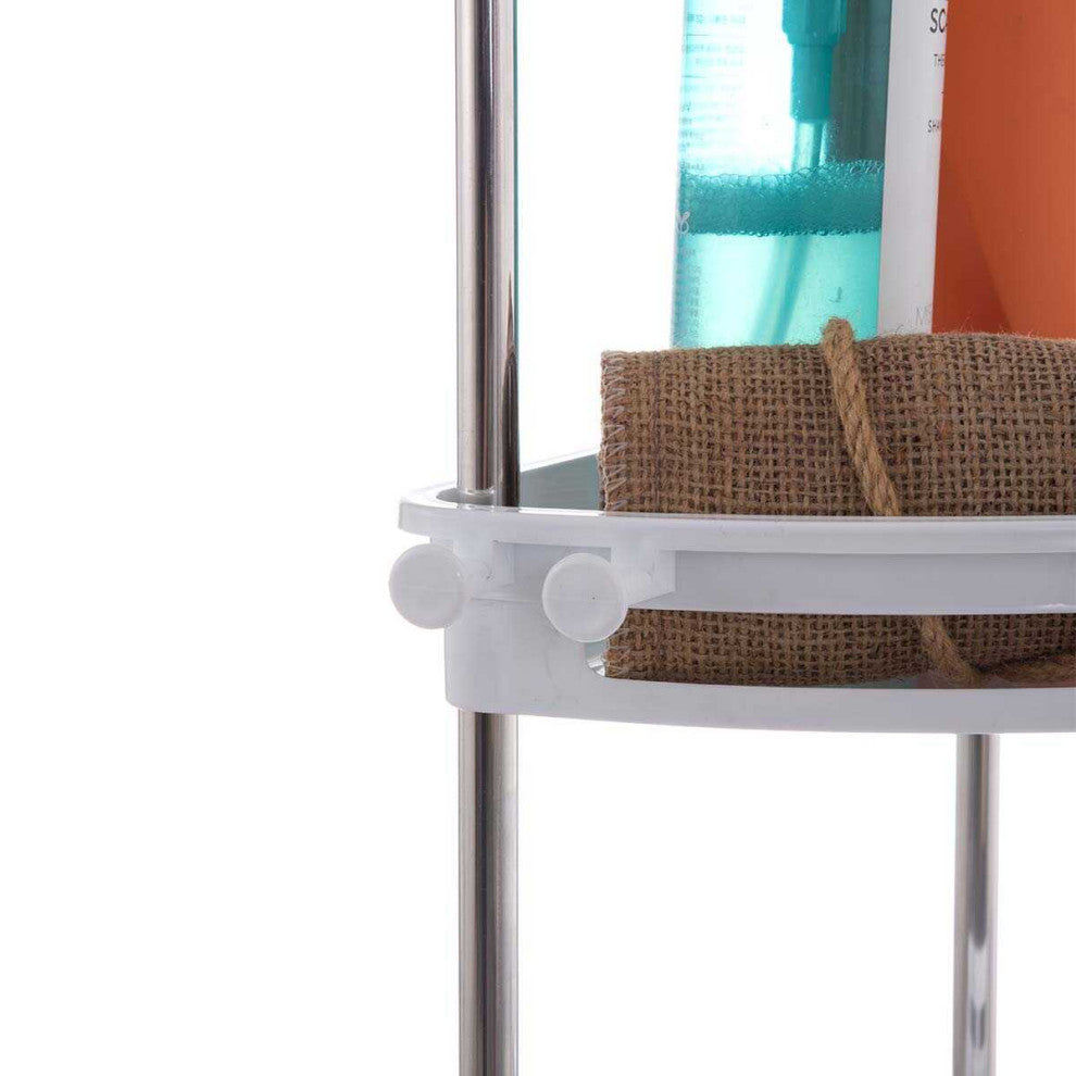 P. Nova 4-Tier Wall Mounted Corner Shower Cabinet for Bathroom & Kitchen (White)