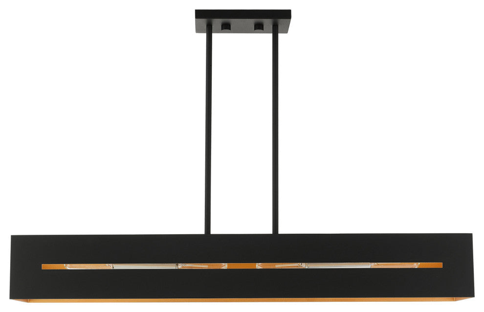 Textured Black With Brushed Nickel Accents Urban, Industrial, Linear Chandelier