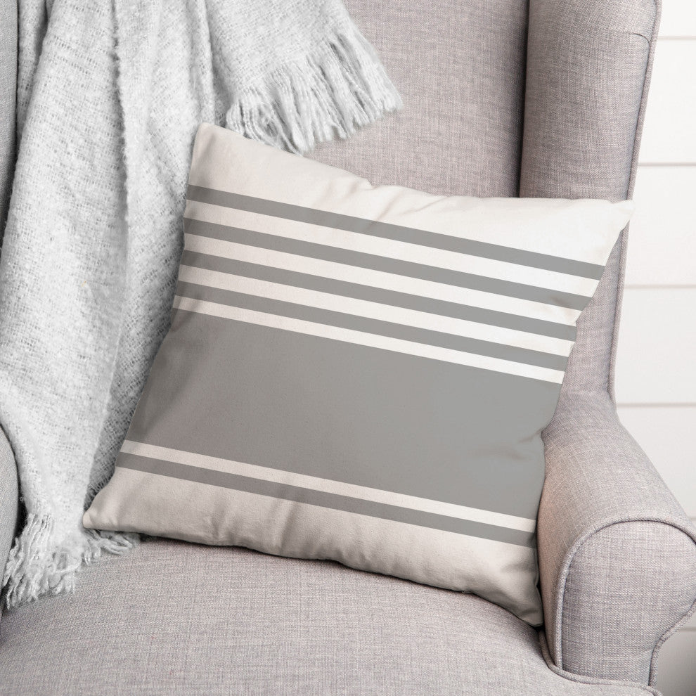 Simple Gray Stripes 18x18 Spun Poly Pillow