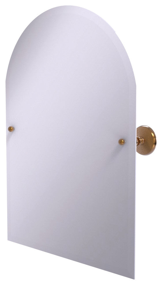 Frameless Arched Top Beveled Edge Tilt Mirror, Brushed Bronze