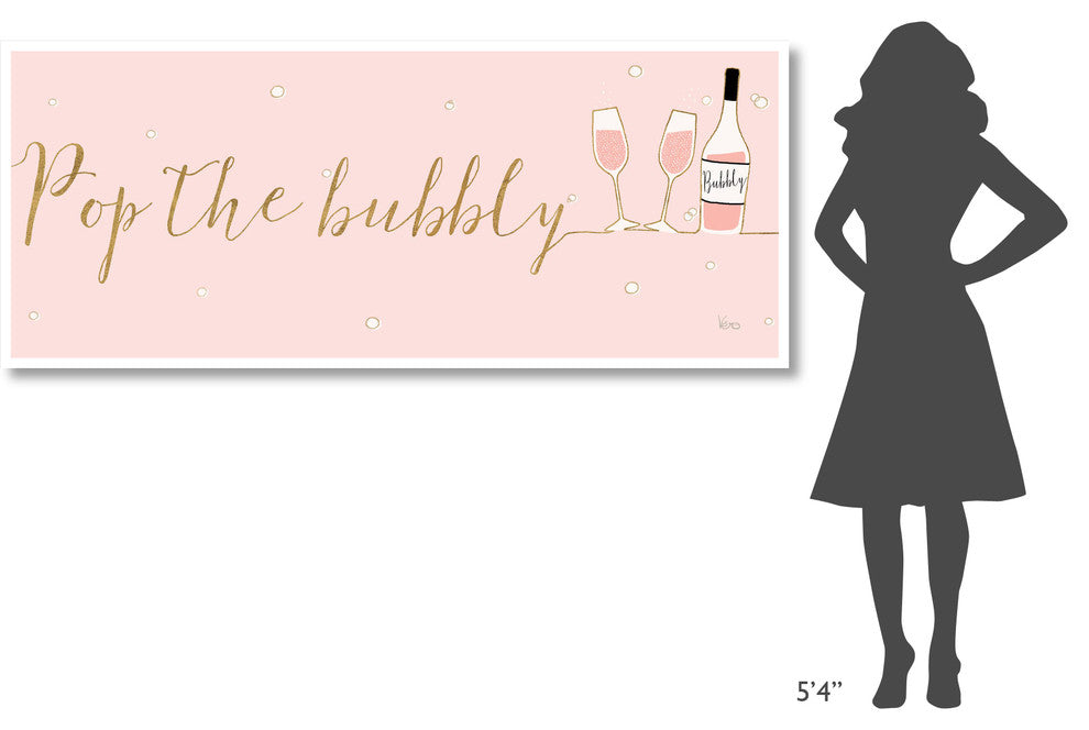 "Underlined Bubbly III Pink" Digital Paper Print by Veronique Charron, 77"x32"