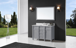 48" Single Bathroom Vanity, Taupe Gray with Carrara White Marble Top