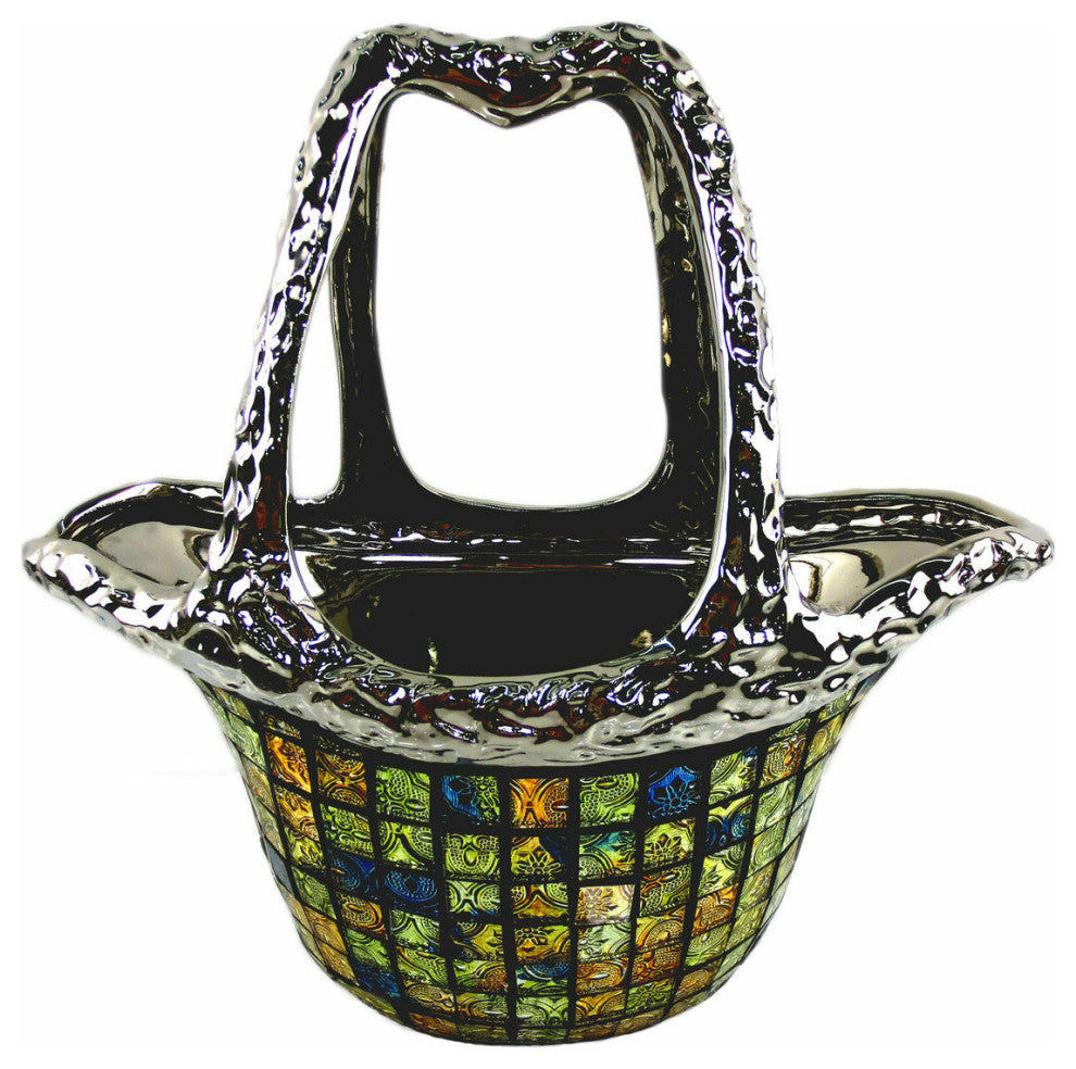Decorative Ceramic and Glass Flower Vase Purse Bag 12.5" x 6.5" x 12"(H