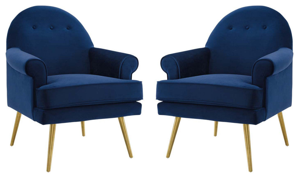 Revive Armchair Performance Velvet Set of 2 - Navy