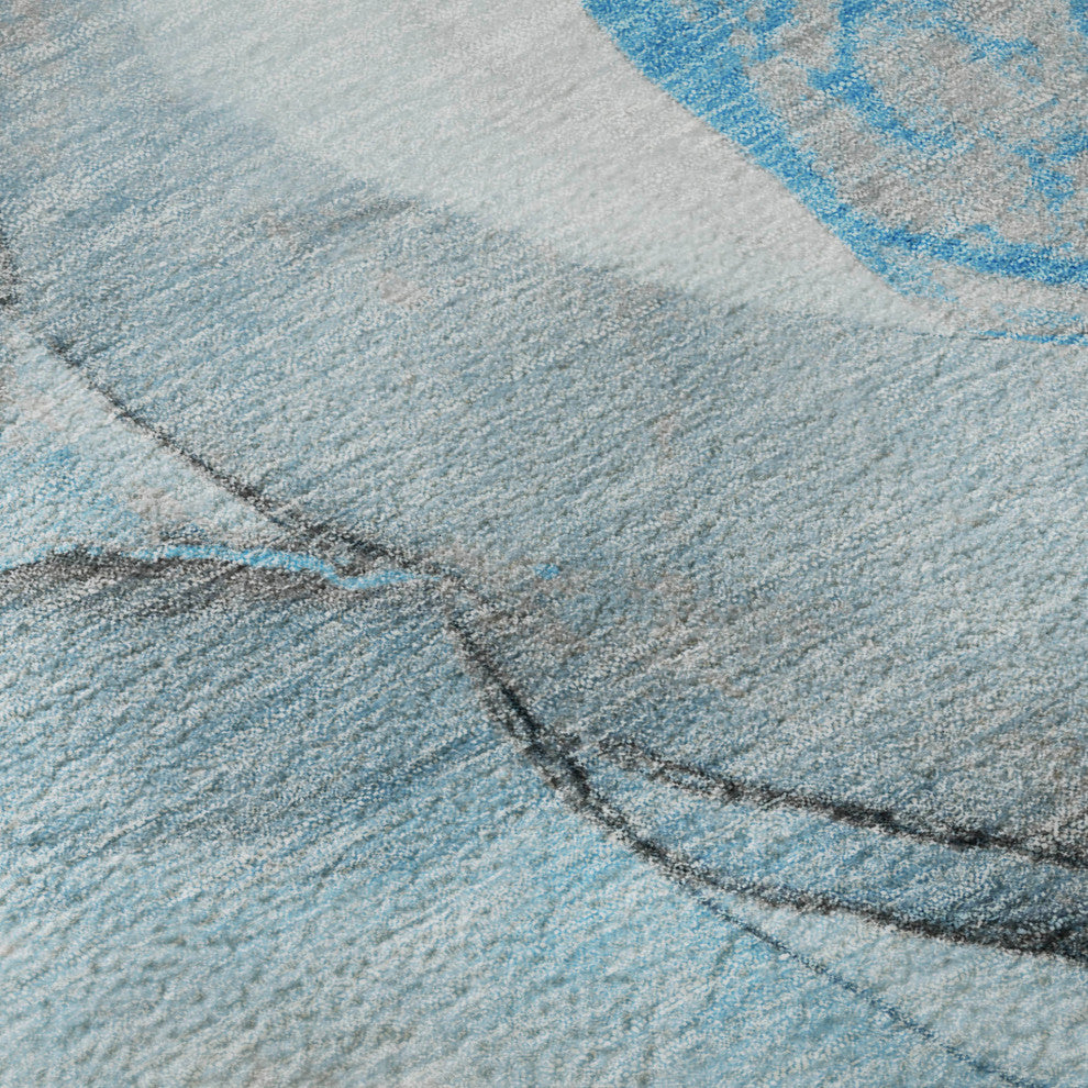 Premium Machine Washable Mayfield AMF506 Blue 2'3" x 7'6" Runner Rug