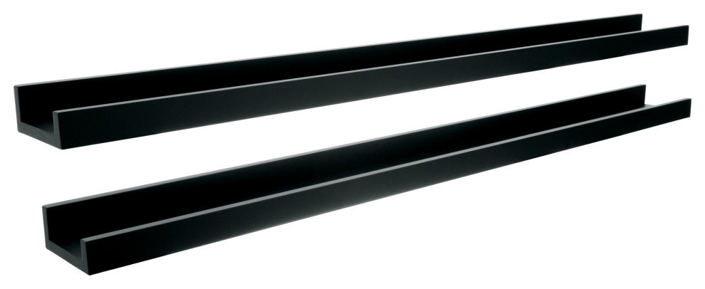 Kiera Grace Edge Floating Photo Frame Shelf Black, 44"x4", Set of 2