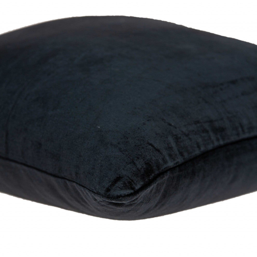 HomeRoots 18" x 7" x 18" Transitional Black Solid Pillow Cover With Poly Insert