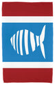 30"x60" Puzzle Fish, Animal Print Beach Towel, Red