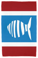 30"x60" Puzzle Fish, Animal Print Beach Towel, Red