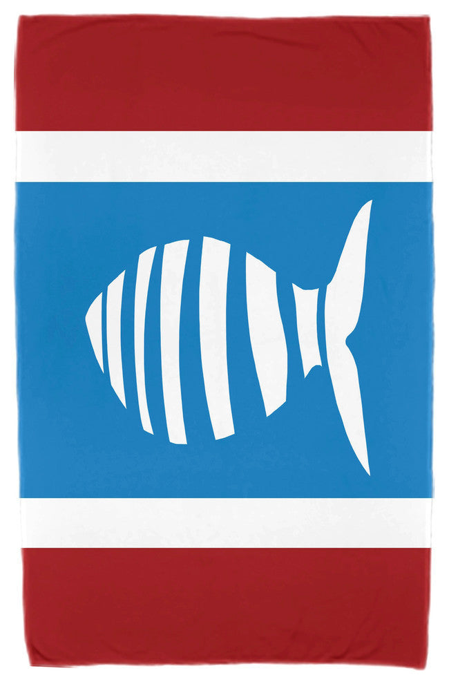 30"x60" Puzzle Fish, Animal Print Beach Towel, Red