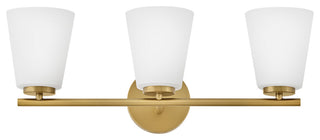 Lark Bri Medium Three Light Vanity, Lacquered Brass