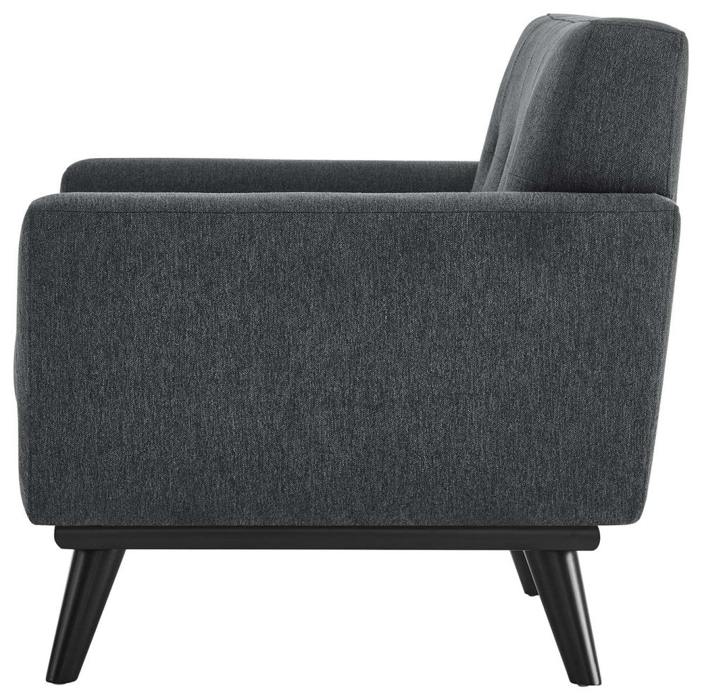Armchair Accent Chair, Charcoal Gray, Fabric, Modern, Mid Century Lounge