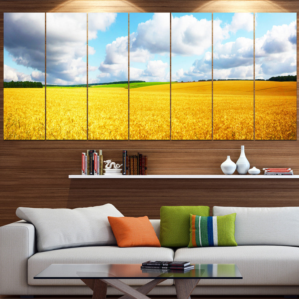 Beautiful Field Panorama, Landscape Canvas Art Print, 83"x32", 7 Panels
