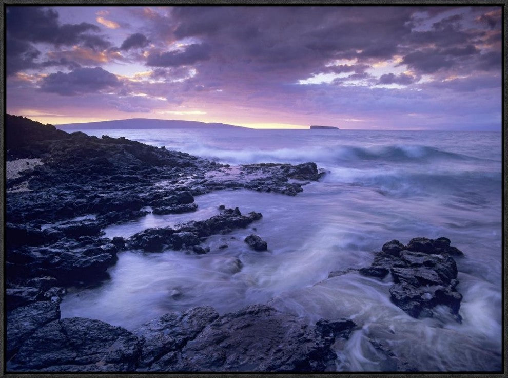 Ocean Surf Crashing On Lava Rocks At Molokini Crater, Maui, Hawaii, 32"x24"