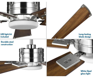 Glenfalls 5-Blade Chestnut 56" AC Motor LED Transitional Ceiling Fan