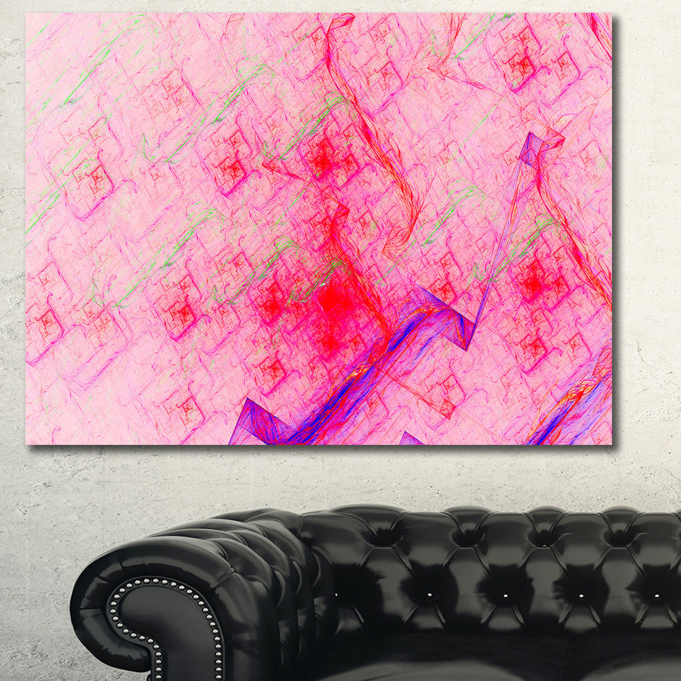 Pink Fractal Electric Lightning, Oversized Abstract Canvas Art Print, 60x40