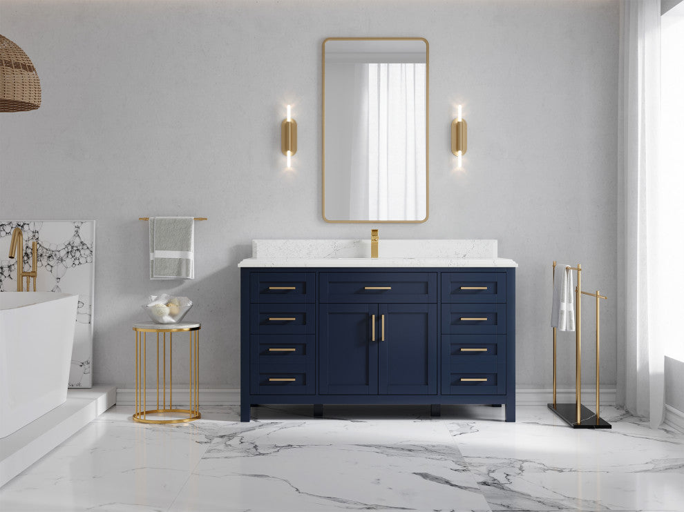 Cambridge 60 Single Bathroom Vanity in Hale Navy Blue 1.5" Empira Quartz