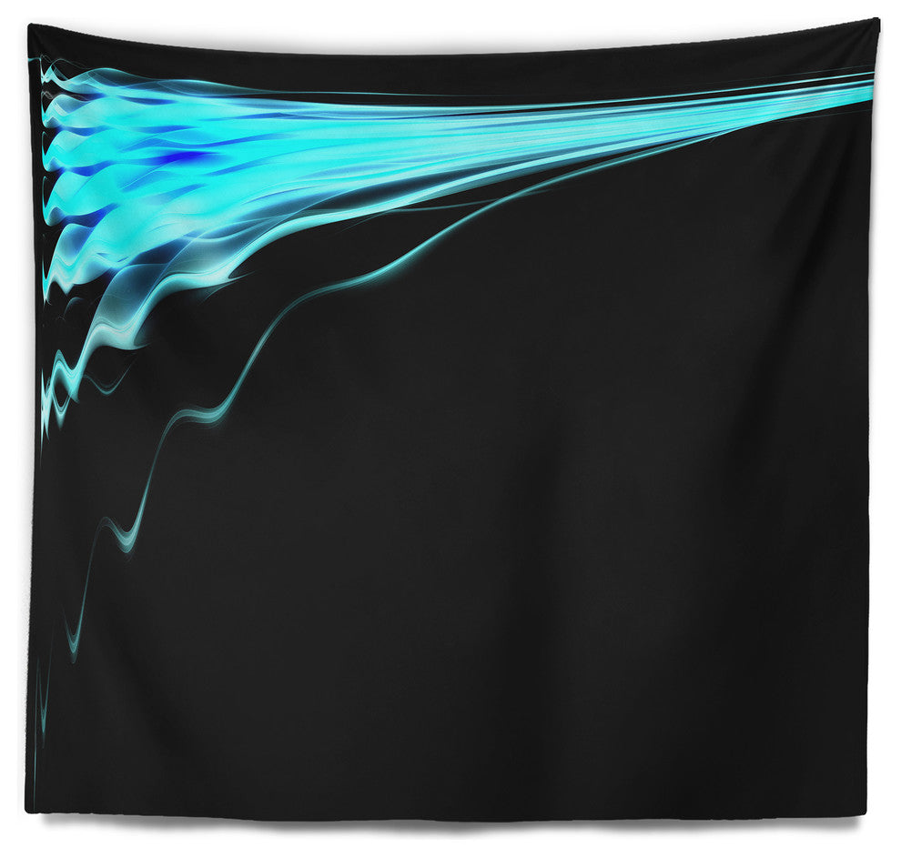 Blue Flames Digital Artwork Abstract Wall Tapestry, 60"x50"