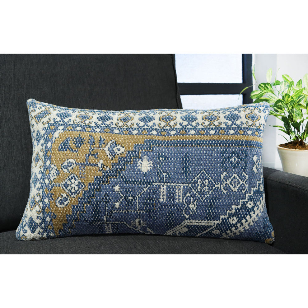 Turquoise Machine Woven Atmore Throw Pillow, 16" x 26"
