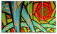 Green Fractal Endless Tunnel, Abstract Canvas Art Print, 48"x28", 4 Panels