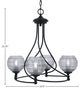 Capri 4-Light Chandelier, Matte Black/Smoke Ribbed
